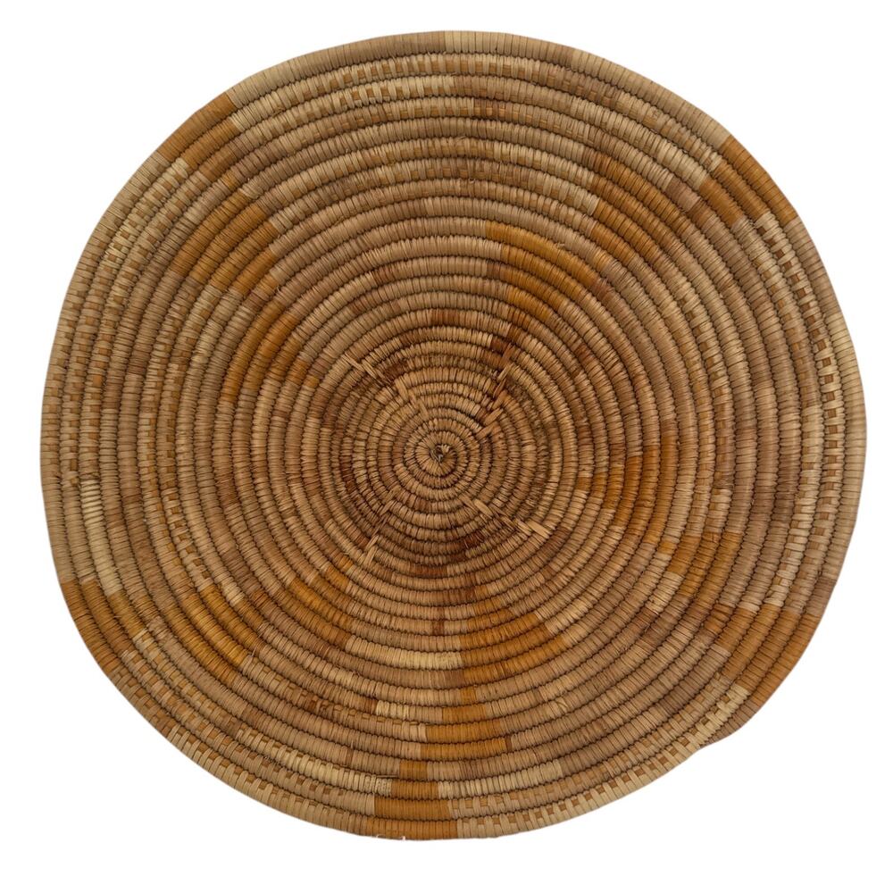 Vintage Papago Southwestern Handmade Two-Tone Basket 11”